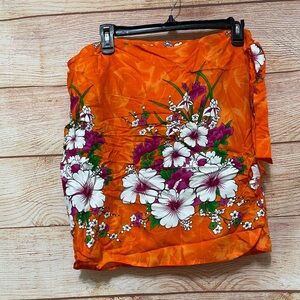 Hibiscus Collection Hawaii Hawaiian Wrap Skirt OS Orange, Burgundy, White, Green